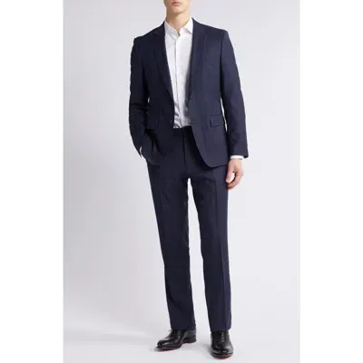 Hugo Boss Boss Huge Plaid Virgin Wool Suit In Navy