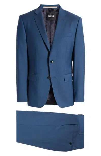 Hugo Boss Boss Huge Virgin Wool Suit In Medium Blue