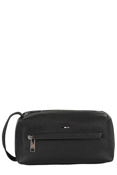 Hugo Boss Boss  Logo Embossed Zipped Beauty Case In Black