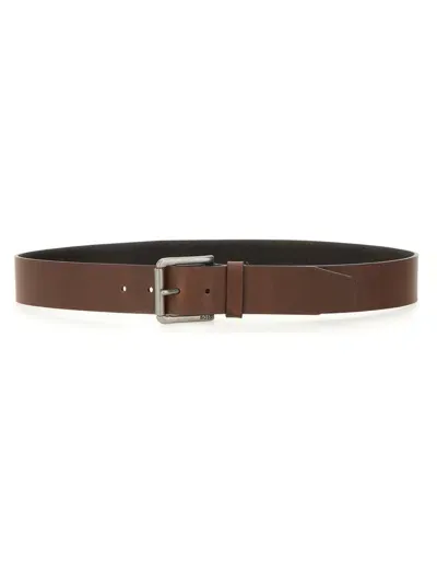 Hugo Boss Boss  Logo Engraved Belt In Brown