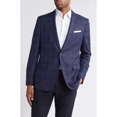 Hugo Boss Boss Hutson Plaid Wool Sport Coat In Navy