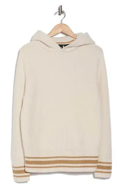 Hugo Boss Boss Lampione Virgin Wool Hooded Sweater In Open White