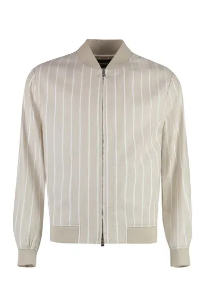 Hugo Boss Linen Jacket In Beige