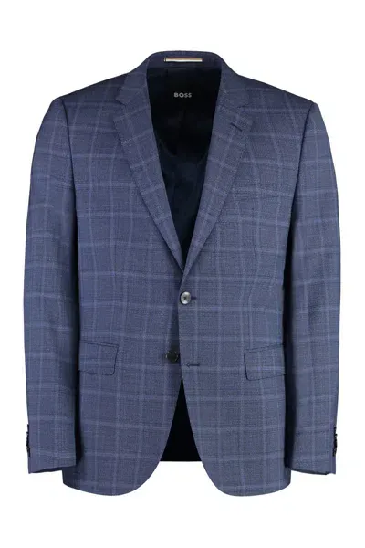 Hugo Boss Boss Single-breasted Two-button Jacket In Blue