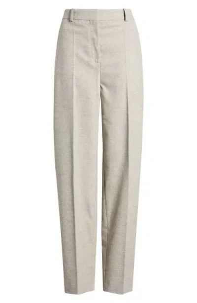 Hugo Boss Boss Tabitha Wool Blend Straight Leg Pants In Beige Melange Flannel