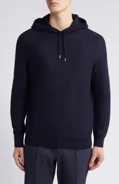 Hugo Boss Boss Trapani Mesh Sweater Hoodie In Dark Blue