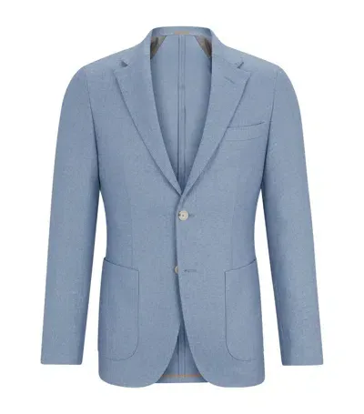 Hugo Boss Slim-fit Jacket In Virgin Wool, Silk And Cashmere In Light Blue