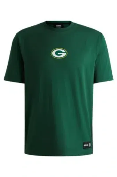 Hugo Boss Boss X Nfl Stretch-cotton T-shirt With Special Branding In Packers