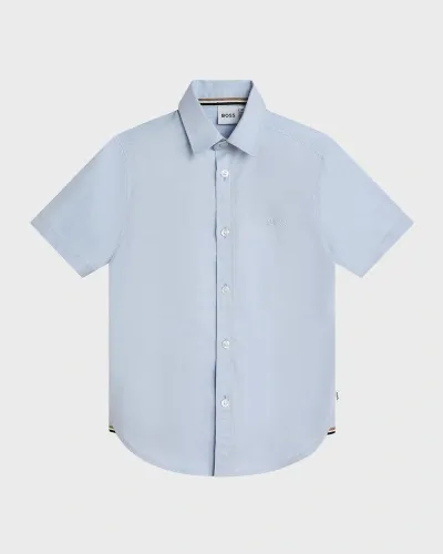 Hugo Boss Kids' Boy's Short-sleeve Button Shirt, 4-16 In Pale Blue