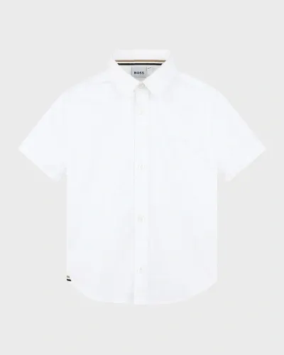 Hugo Boss Kids' Boy's Short-sleeve Button Shirt, 4-16 In White