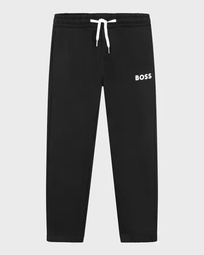 Hugo Boss Kids' Boy's Sweatpants W/ Contrast Logo In Black