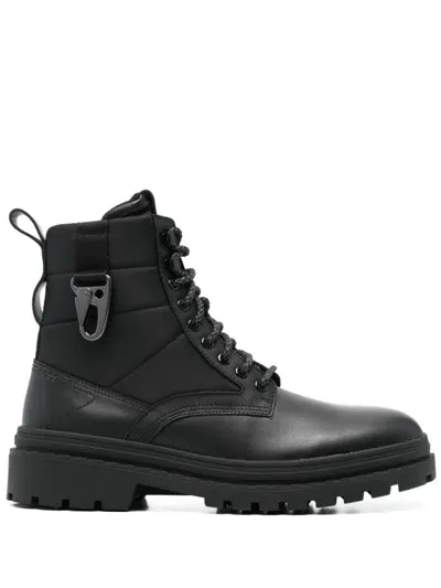 Hugo Boss Carabiner Ankle Boots In Black