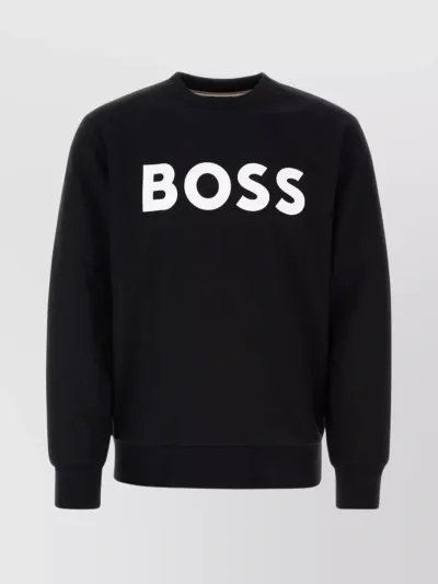 Hugo Boss Classic Ribbed Crew Neck Sweater In Black