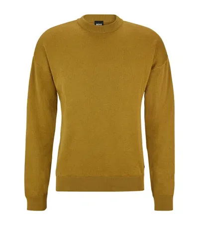 Hugo Boss Cotton Crew-neck Sweater In Green