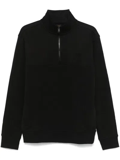 Hugo Boss Cotton Zip-up Sweatshirt In Black