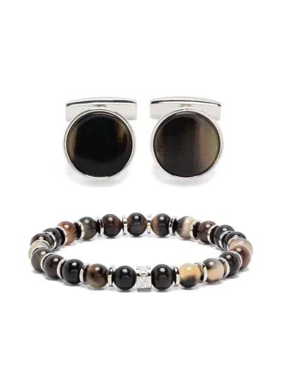 Hugo Boss Cufflinks And Bracelet Set In Silber