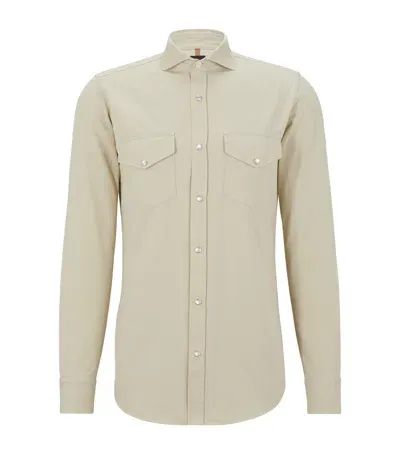 Hugo Boss Denim Shirt In Beige