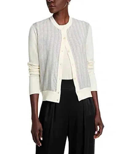 Hugo Boss Knitted-edge Panelled Jacket In Soft Cream