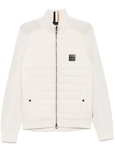 Hugo Boss Quilted Panelled Jacket In 131 Beige