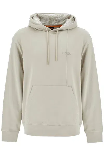 Hugo Boss Hooded Sweatshirt With In Beige