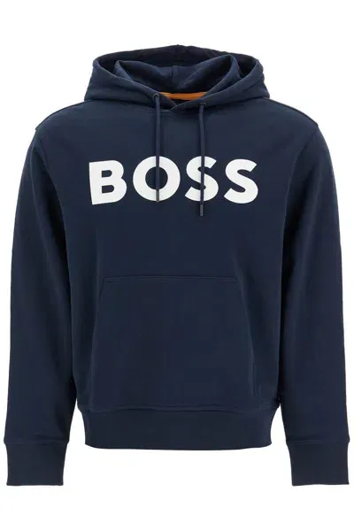 Hugo Boss Hooded Sweatshirt With In Blue