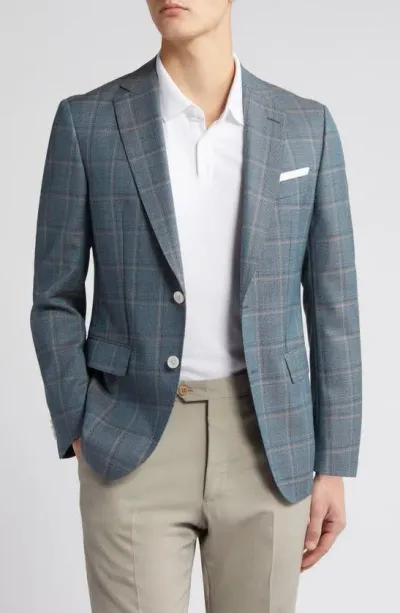 Hugo Boss Hutson Plaid Virgin Wool Sport Coat In Open Blue