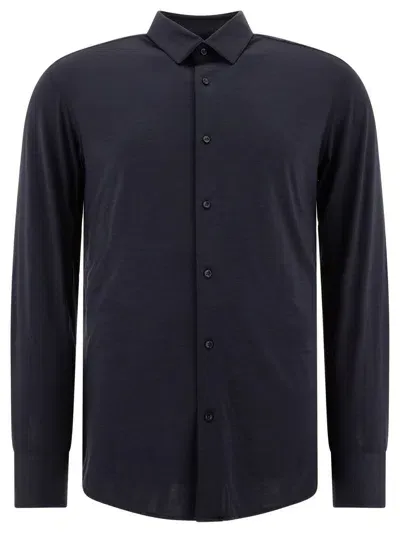 Hugo Boss Boss  Performance Stretch Jersey Slim Fit Shirt In Blue