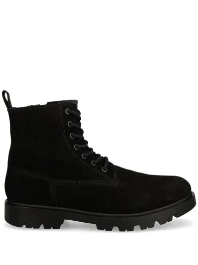 Hugo Boss Lace Up Suede Boots In Black