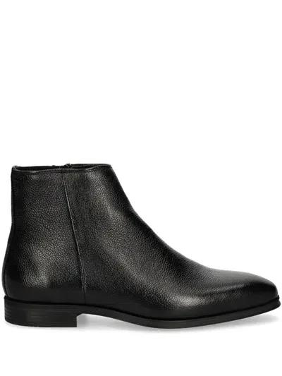 Hugo Boss Leather Boots In 黑色