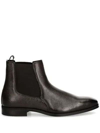 Hugo Boss Leather Chelsea Boots In 褐色