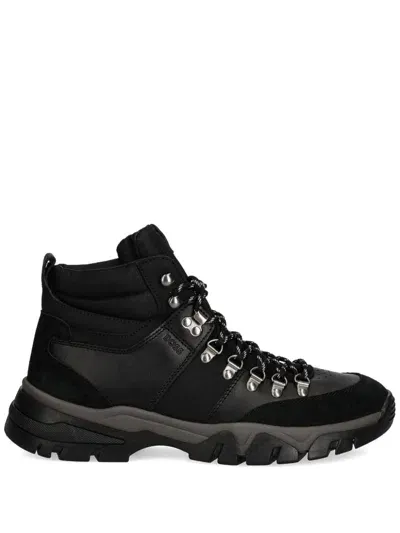 Hugo Boss Logo-debossed Boots In Black