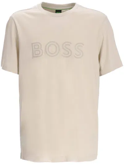 Hugo Boss Logo-embossed T-shirt In Neutrals