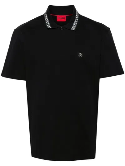 Hugo Boss Logo-plaque Polo Shirt In Black