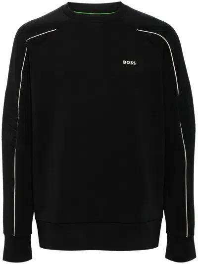 Hugo Boss Logo-print Cotton-blend Sweatshirt In Black