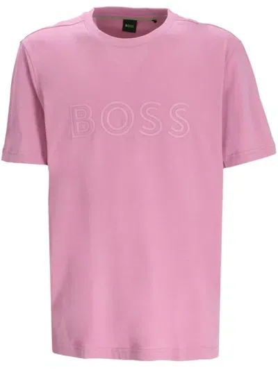 Hugo Boss Logo-print Cotton T-shirt In Pink