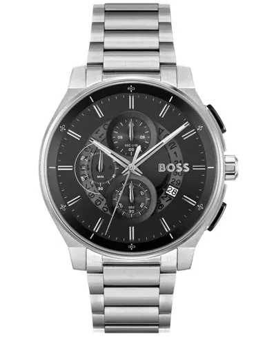 Hugo Boss Stainless-steel Chronograph Watch With Transparent Dial Men's Watches In Assorted-pre-pack