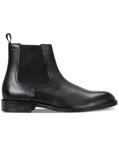 Hugo Boss Men's Tayil Leather Chelsea Boot In Black