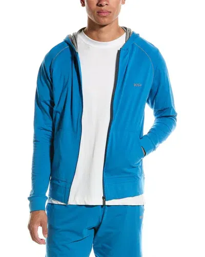 Hugo Boss Boss Mix Match Zip Hoodie In Bright Blue