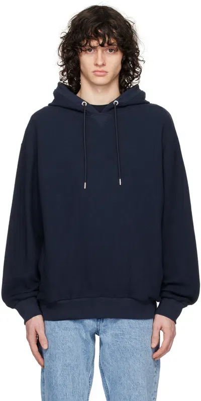 Hugo Boss Navy Drawstring Hoodie In 404-dark Blue