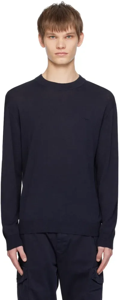 Hugo Boss Navy Relaxed-fit Sweater In 404-dark Blue