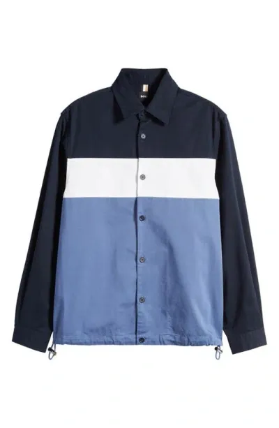 Hugo Boss Olson Cotton Jacket In Open Blue