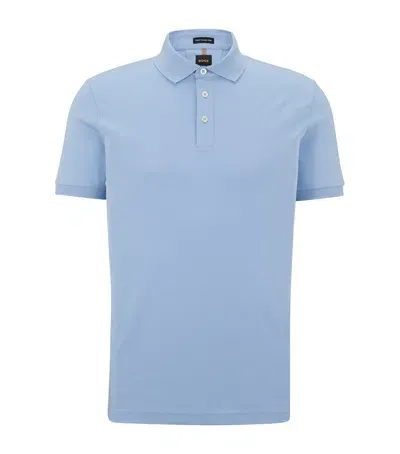 Hugo Boss Organic Cotton Polo Shirt In Blue