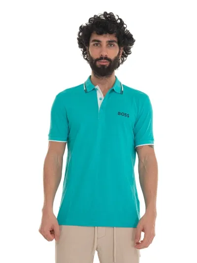 Hugo Boss Paddypro Short Sleeve Polo Shirt In Turquoise