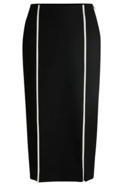 Hugo Boss Pencil Skirt With Contrast Stripes In Black