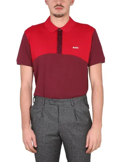 Hugo Boss Polo With Logo In Bordeaux