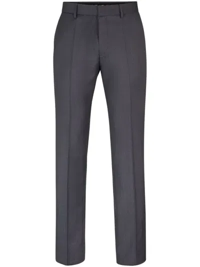 Hugo Boss Pressed-crease Virgin Wool Tailored Trousers In Grey