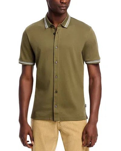 Hugo Boss Puno Slim Fit Button Front Shirt In Open Green