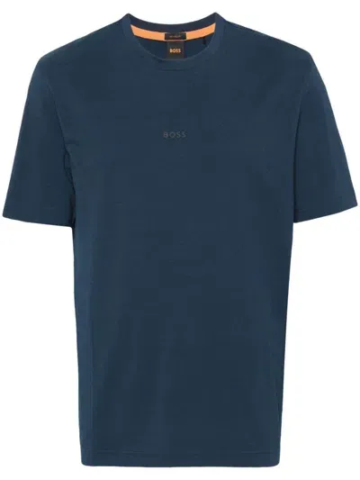 Hugo Boss Raised Logo-detail T-shirt In Blue