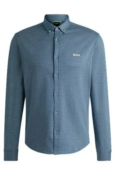 Hugo Boss Regular-fit Shirt In Anti-wrinkle Cotton In Open Blue 494