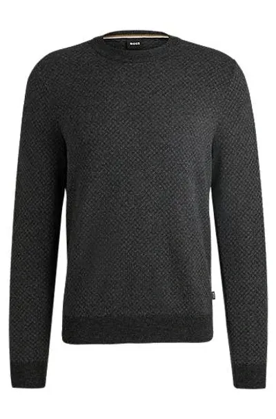 Hugo Boss Regular-fit Sweater In Virgin Wool And Cotton In Black